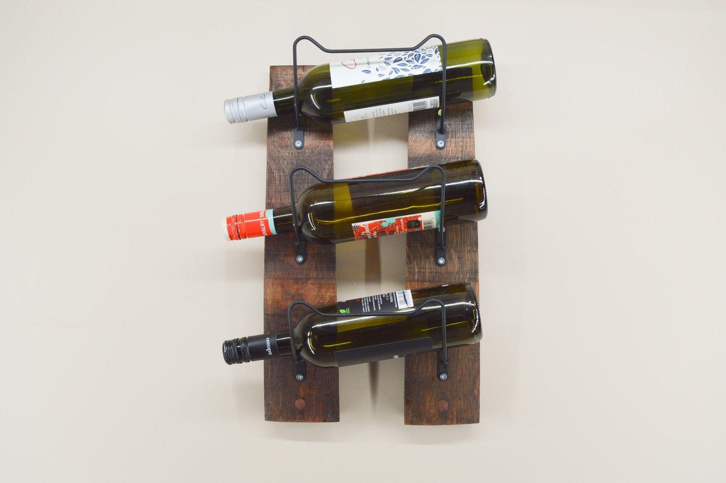 Wine Bottle Rack - Towel Rack Made From Wine Barrel Staves - Rustic Decor -Wall Decor -Bathroom Decor