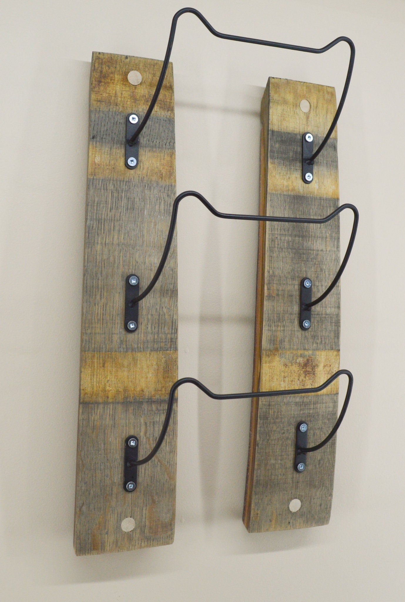 Wine Bottle Rack - Towel Rack Made From Wine Barrel Staves - Rustic Decor -Wall Decor -Bathroom Decor