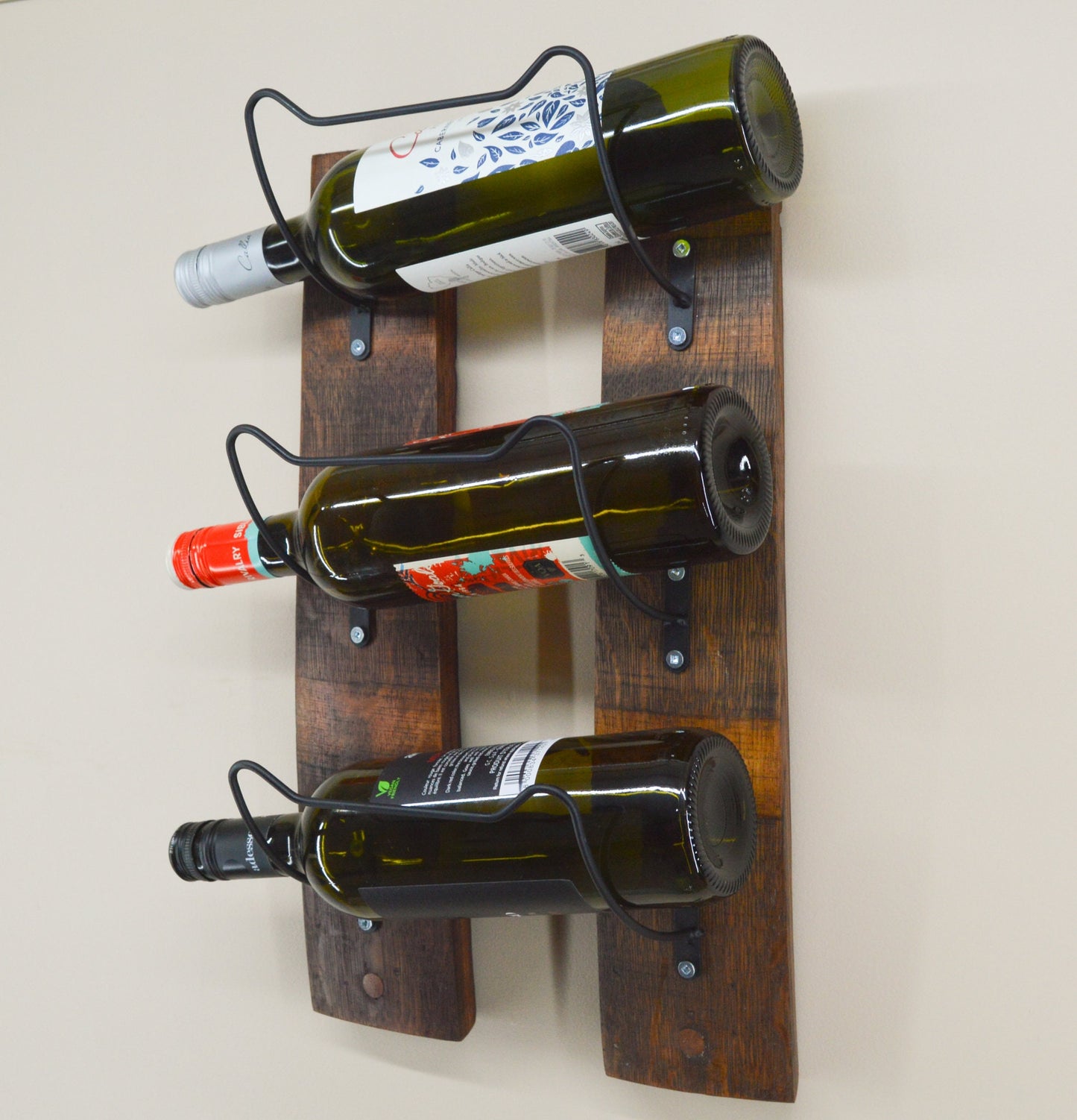 Wine Bottle Rack - Towel Rack Made From Wine Barrel Staves - Rustic Decor -Wall Decor -Bathroom Decor