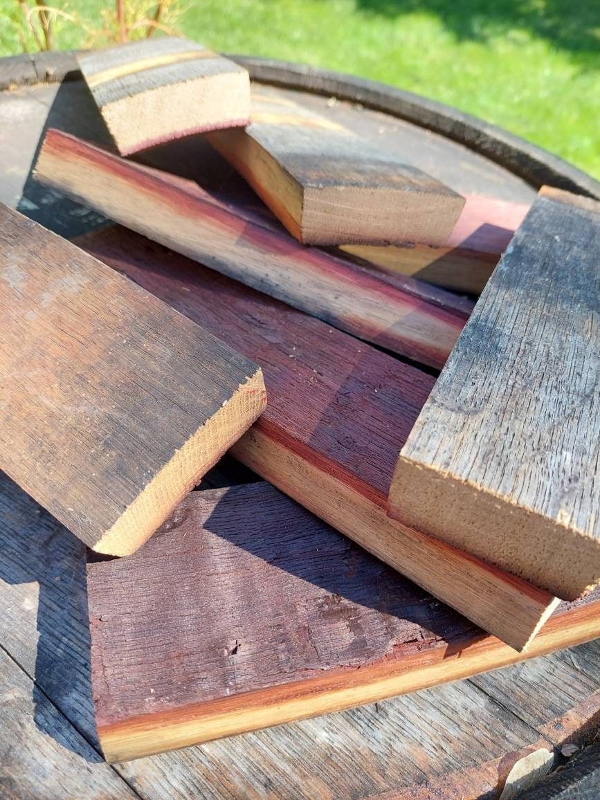 Red Wine Barrel Stave Cut off end pieces / Cut offs  / Oak scraps / Oak Pen Blanks