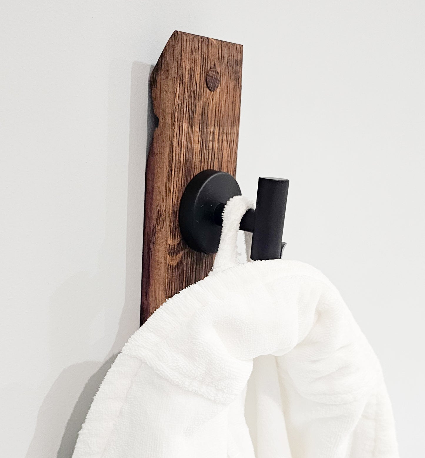 Towel Robe Rack - Made From Wine Barrel Staves - Brushed Nickel Hangers