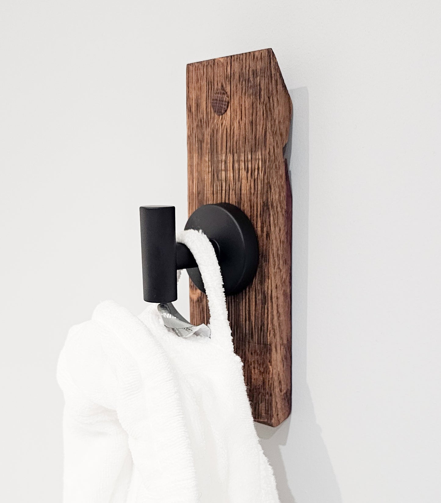 Towel Robe Rack - Made From Wine Barrel Staves - Brushed Nickel Hangers