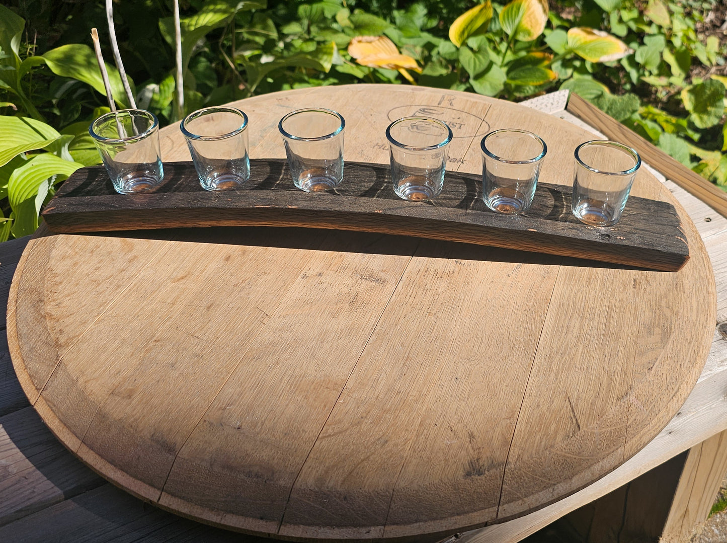 Bourbon Barrel Stave Shot Glass Holder | Comes with 6 glasses | Whiskey barrel | Bourbon barrel