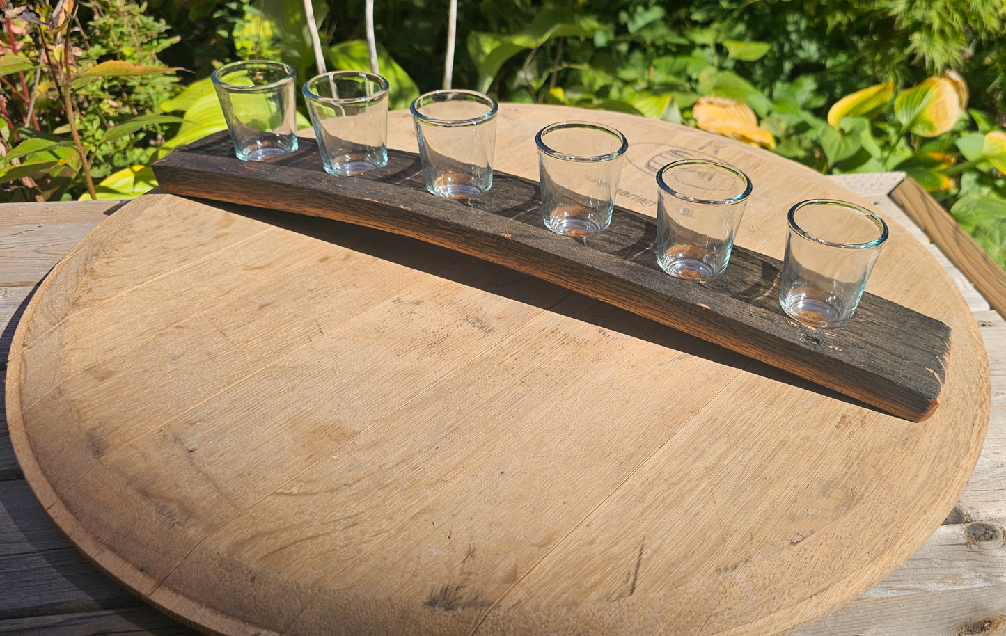 Bourbon Barrel Stave Shot Glass Holder | Comes with 6 glasses | Whiskey barrel | Bourbon barrel