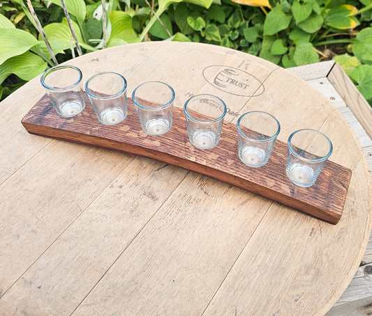 Shot Glass Holder | Made From Wine Barrel Staves | Comes with 6 glasses