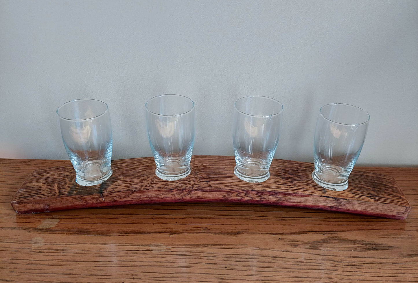 Beer Flight | Made from Wine Barrel Staves with 5 oz. Barbary Glasses  / Beer Serving Tray