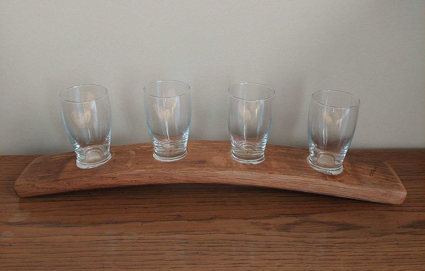 Beer Flight | Made from Wine Barrel Staves with 5 oz. Barbary Glasses  / Beer Serving Tray