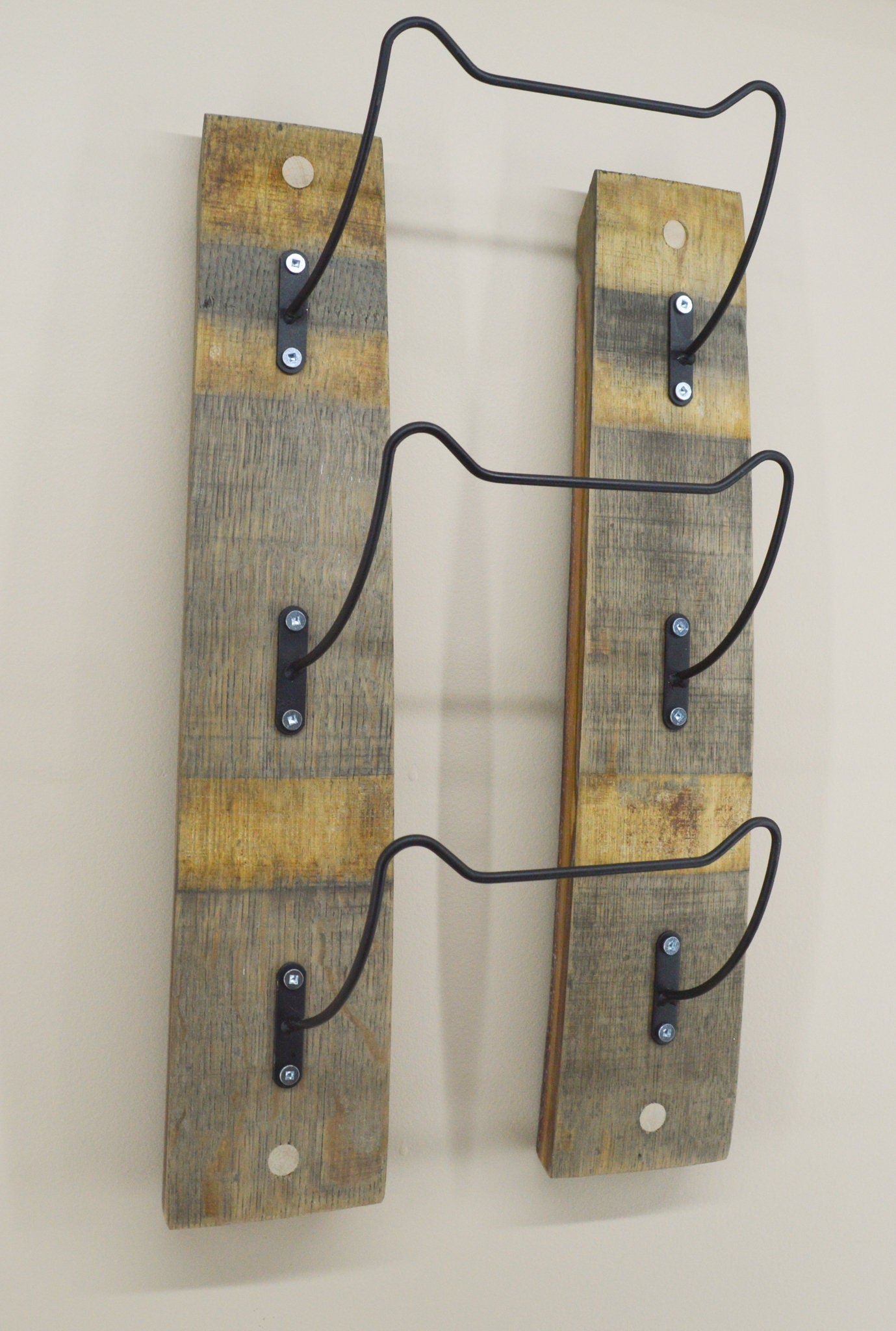 Wine Bottle Rack - Towel Rack Made From Wine Barrel Staves - Rustic Decor  -Wall Decor -Bathroom Decor