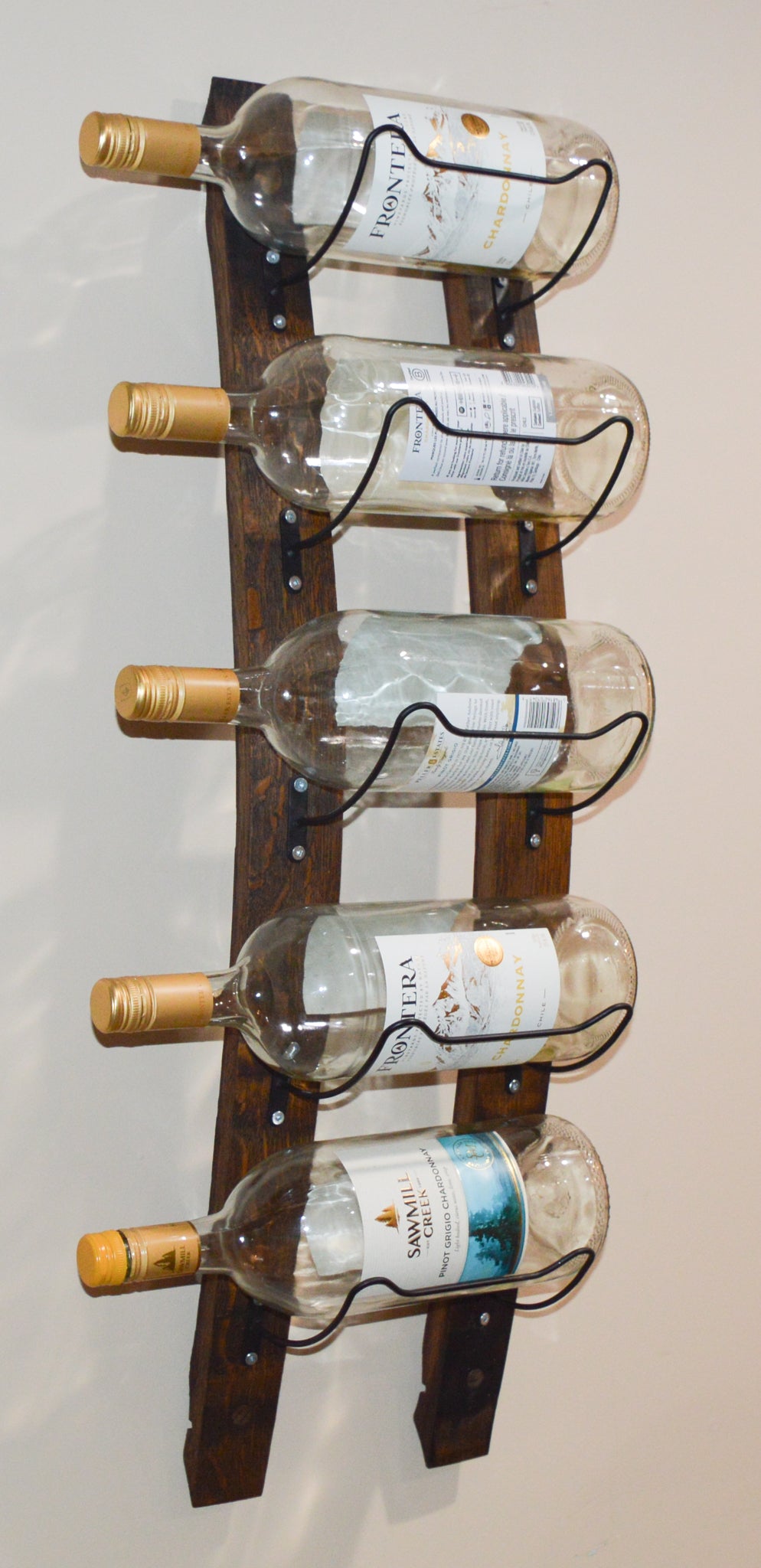 Wine Barrel Stave 5 Bottle Wine Bottle Rack/ Towel Rack / Rustic Decor / Wall Decor/ Bathroom Decor /