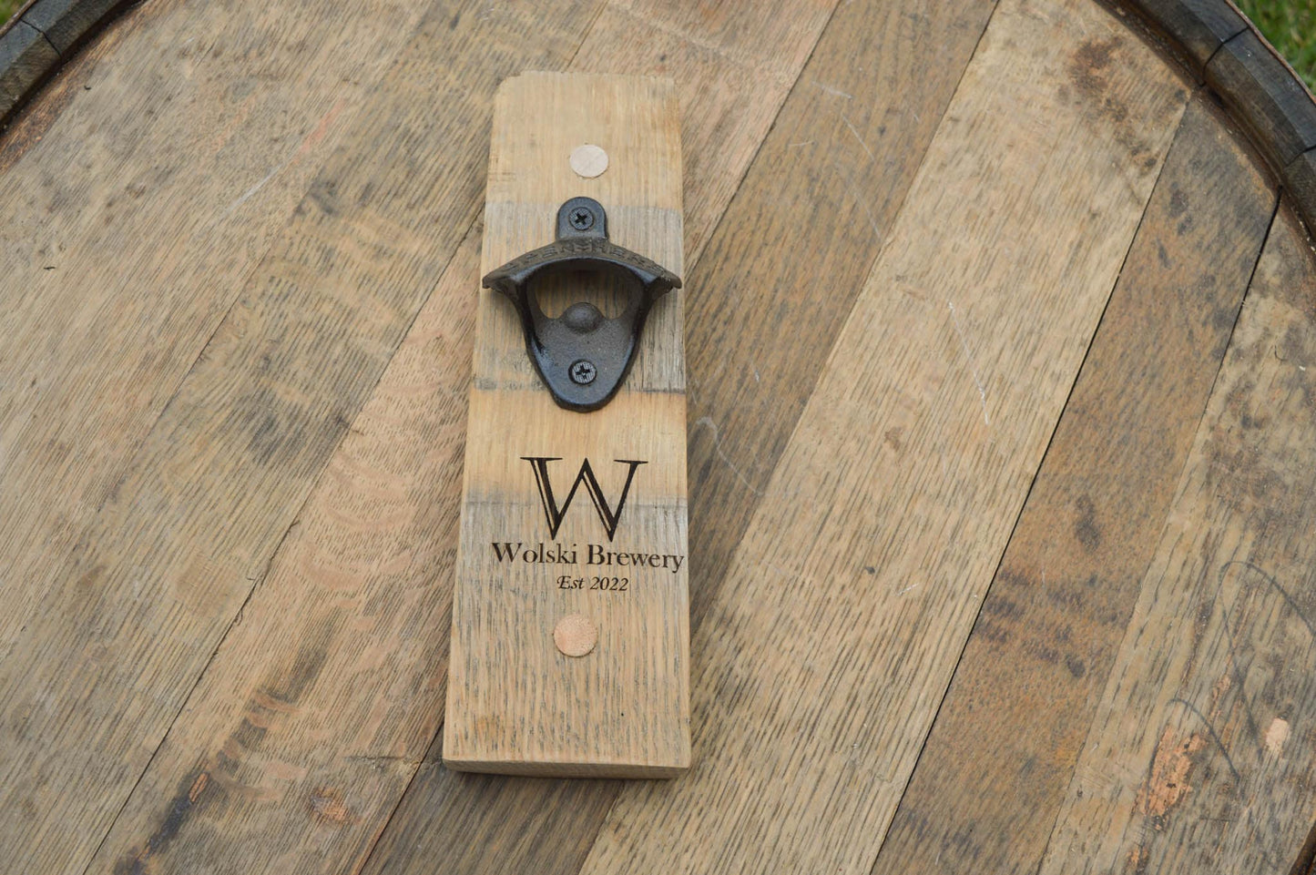 Custom Beer Bottle Opener Made From Recycled Wine Barrel Staves -  Wedding Favors - Laser Engraved -