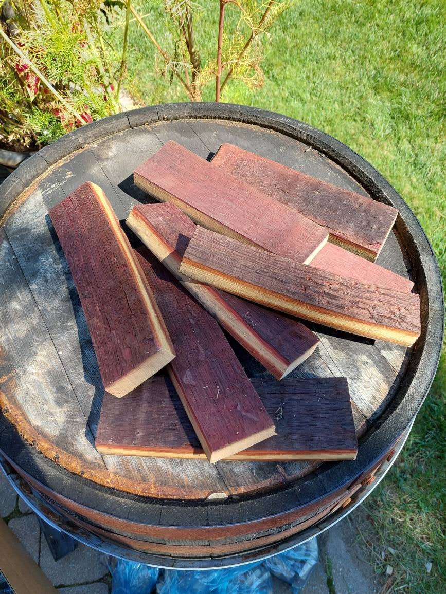 Red Wine Barrel Stave Cut off end pieces / Cut offs  / Oak scraps / Oak Pen Blanks