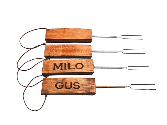 Marshmallow Sticks Made From Wine Barrel Staves | Personalized | Extendable