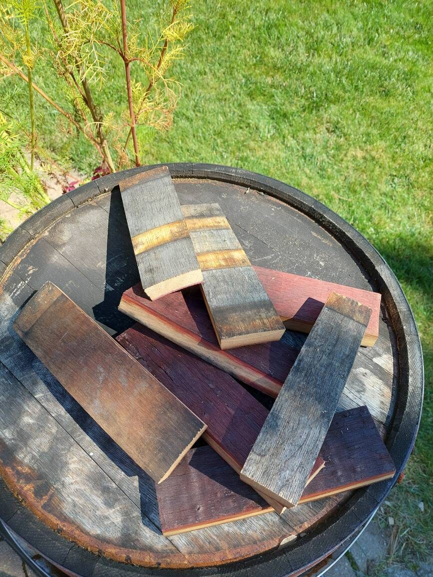 Red Wine Barrel Stave Cut off end pieces / Cut offs  / Oak scraps / Oak Pen Blanks