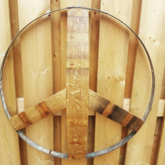 Peace Sign Made From Wine Barrel Stave - Hanging Wall Decor - Rustic Decor Gift